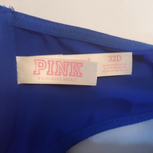 32D Victoria Secret Pink Wear Everywhere Push Up Blue Racerback Bra Front Close - Picture 7 of 11